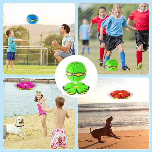 Pelota Mágica Disco Volador Con Luz Niños O Mascotas Verde