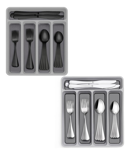 Juego De Cubiertos De Acero Inoxidable Con Organizador