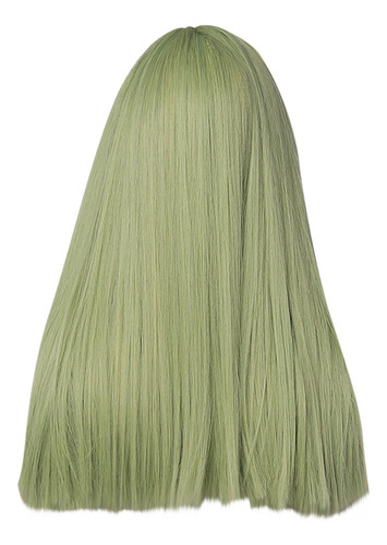 Peluca De Pelo Largo Y Liso Verde P Grass Rose Net, Alta Tem