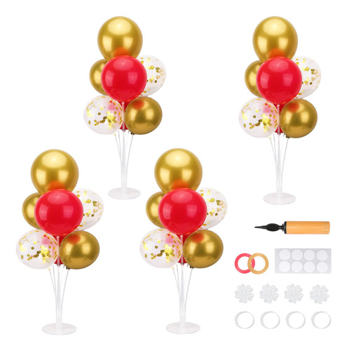 Rubfac Juego De 4 Soportes Para Globos, Centros De Mesa Rojo