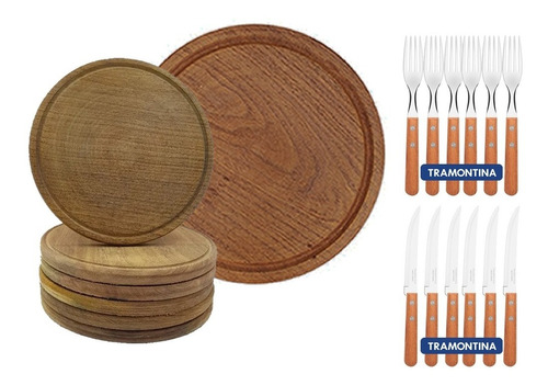 Set Asado Cubiertos Tramontina Platos Tabla Cuchilla