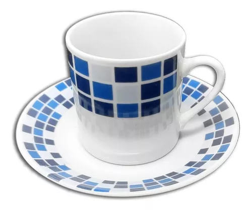 Juego tazas de café con plato - Porcelana Eusamex