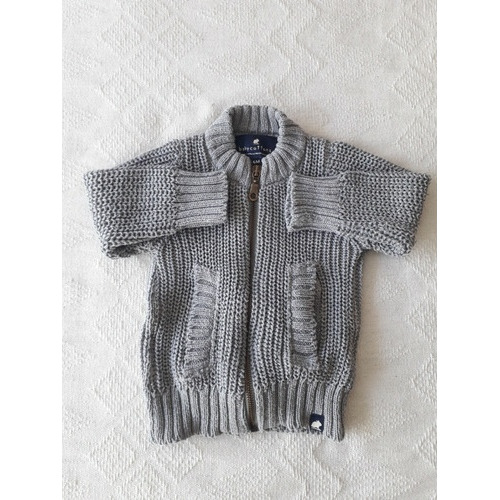 Saco Tejido Gris De Algodon P/ Bebe. Baby Cottons. Talle 6m