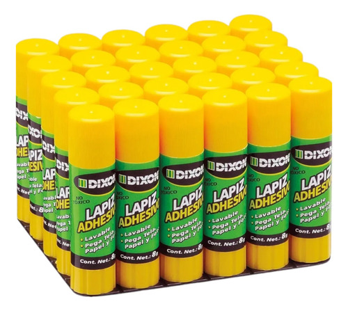 Paquete Lapiz Adhesivo Dixon 8gr 30 Piezas Barra Escolar Verde Lima