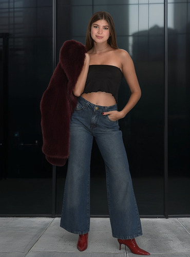 Pantalon Anyver Jeans Oxido Localizado Wide Leg