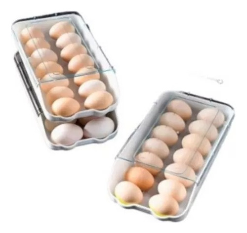 Pack 2 Bandeja Contenedora  Porta Huevos Apilable