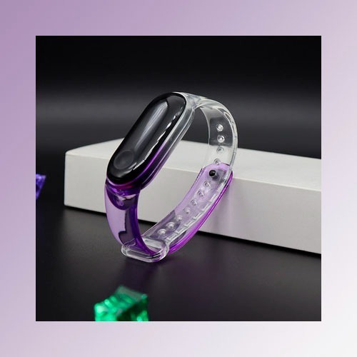 Imagen 2 de 5 de Malla Pulsera Silicona Transparente Bi Color Mi Band 5 Y 6