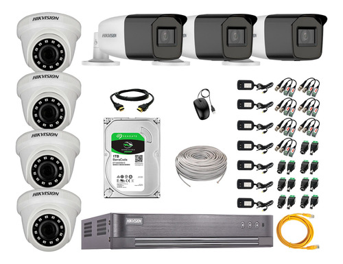 Cámaras Seguridad Kit 7 Hikvision Full Hd 1tb 40m Varifocal