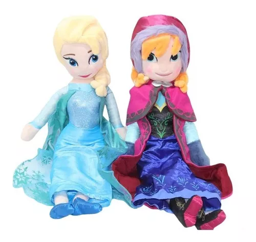 Boneca Pelucia Frozen Elza Anna Princesas Disney Coleção 50cm