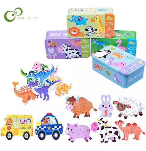 Set 6 Puzzles Didácticos Para Niños. Juegos De Ingenio Niños