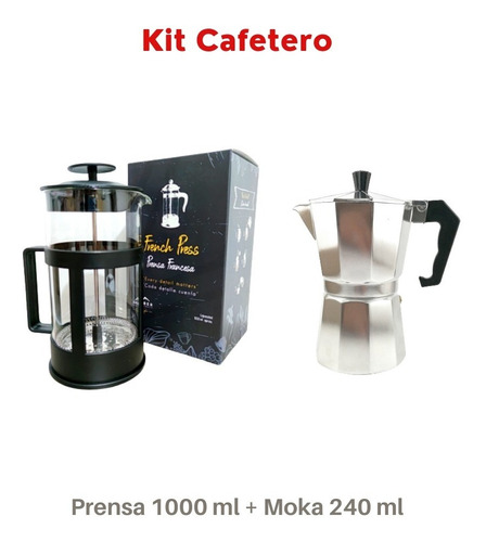 Kit Cafetero Prensa Francesa 1000ml + Cafetera Moka 240ml