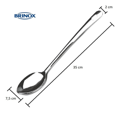 Imagem 2 de 8 de Colher Para Arroz Aço Inox Suprema Cozinha 34,5 Cm Brinox