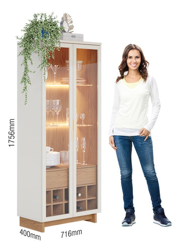 Conjunto Sala De Jantar Cristaleira Tijuca E Buffet Vicky C0 Cor Creme