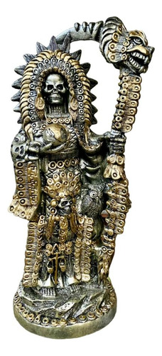 Santa Muerte Azteca 41cm Plateada Abundancia Protección