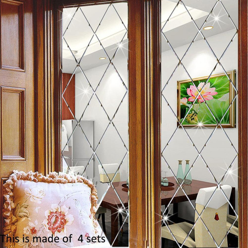 Adhesivo De Pared Acrílico Con Espejo De Diamante De 100 X 5