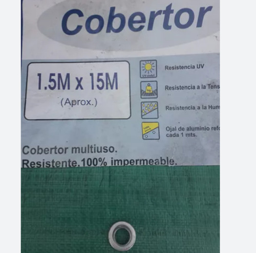 Lona Rafia Verde Cobertor Impermeable 1,50  X 15,00 M Ojales