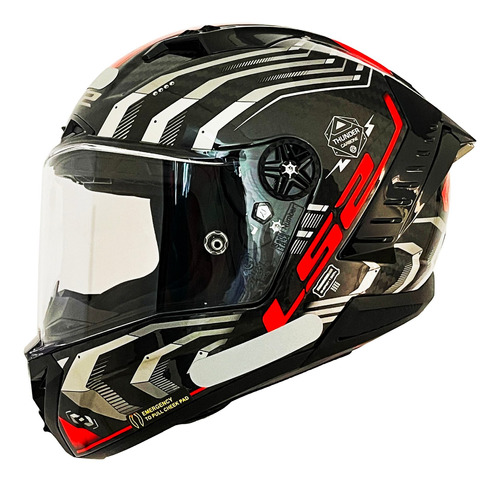 Capacete Ls2 Ff805 Thunder C Sputnik Carbono Speed Vermelho