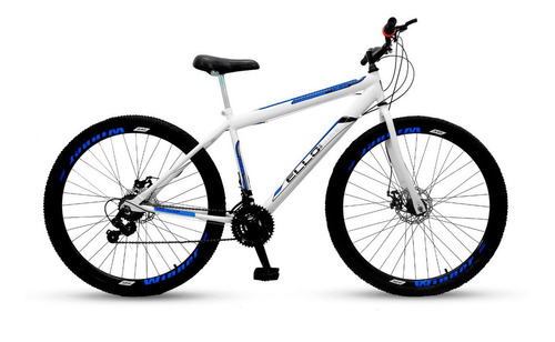 Mountain bike Ello Bike Velox aro 29 21v freios de disco mecânico câmbios Ltx cor branco/azul