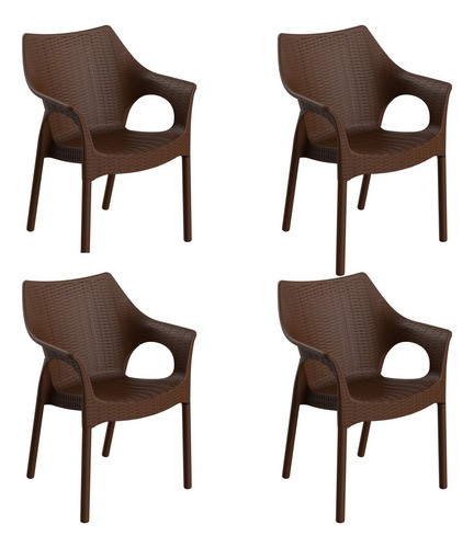 Conjunto Com 4 Cadeiras Para Jardim Relic Chocolate Fjwt