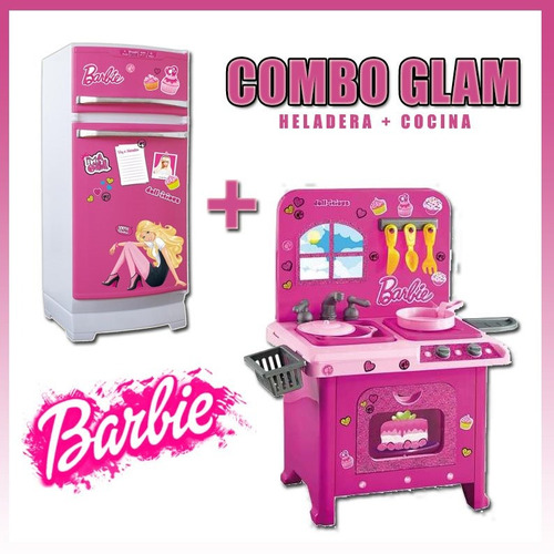 Combo Glam 1.0 Cocina Barbie Glam  + Barbie Heladera Envios