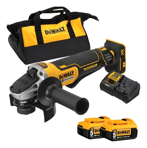 Kit Esmerilhadeira Angular Brushless 800w 9000rpm C Kickback Brake E-clutch Para Discos De 4 1/2 - 5 Lixadeira Dewalt + Kit C Discos Multimaterial, Inox, Desbaste Metal E Zirconio 3 Anos Garantia