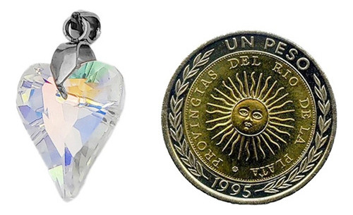 Cadena Acero Quirurgico Con Dije De Vidrio Corazon Cristal 