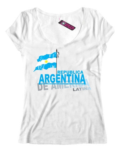 Remera Mujer Republica Argentina De America Bandera  Ca16dtg