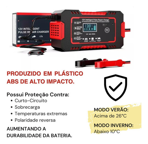 Carregador Bateria 12v Até 100 Amperes Carro Moto Caminhão