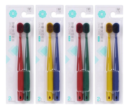 Cepillo De Dientes De 4 Colores Con Cabeza Ancha Y Cerdas Su