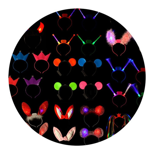 Imagen 2 de 10 de Vincha Moño Minnie Led Luminosa Pack Cotillon Combo X12