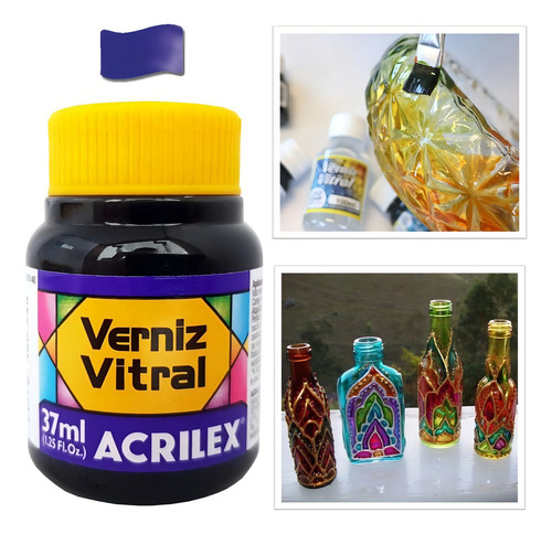 Verniz Vitral Violeta - 516 - Acrilex - 37ml P/ Acabamentos Cor 516 Violeta