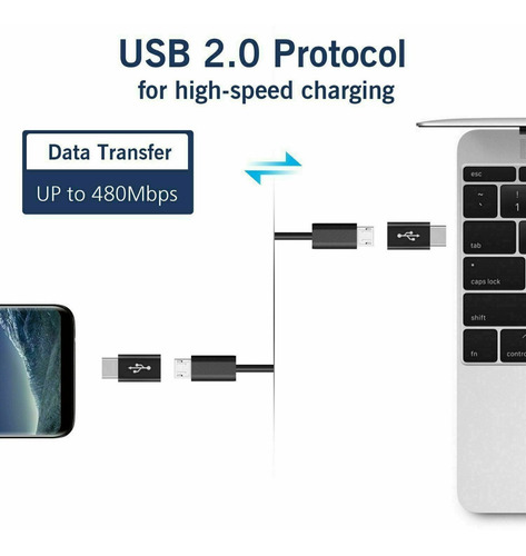 Adaptador Micro Usb A Usb-c 2.0 - 2 Unidades (color 5)