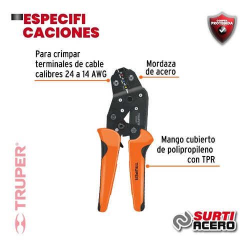 Kit De Crimpadora Y 500 Terminales Con Aislamiento 103328