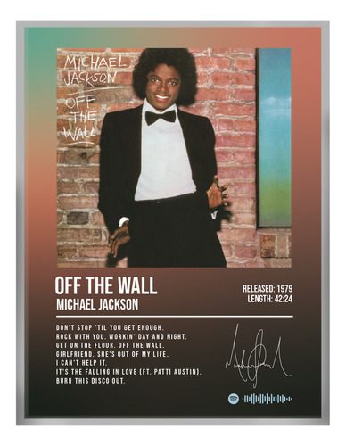 Cuadro Michael Jackson Off The Wall Music Firma Marco 40x30