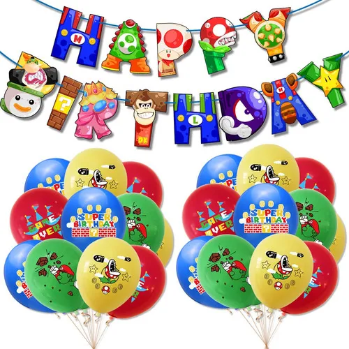 Kit De Globos Y Decoración De Super Mario Bros