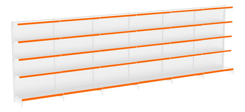 Gondola Parede Alt 170 6 Metros 1 Inicial +5 Continuação Kit Cor Laranja