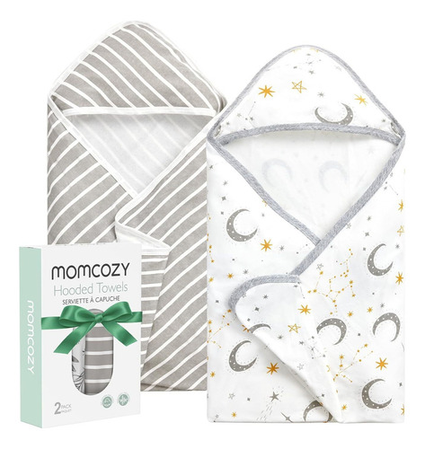 Momcozy 2 Pzs Toalla De Baño Bebé Con Capucha 70 Cm Color Cielo Estrellado