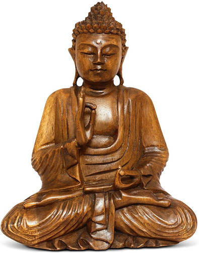 G6 Collection - Figura De Buda De Madera De 12.0 Pulgadas