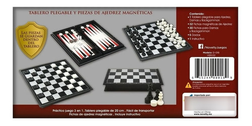 Set De Juegos 3 En 1 Ajedrez Damas Backgammon Magnético