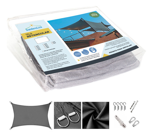 Tela Toldo Shade Sombreamento Sombralux 5x3 Cinza