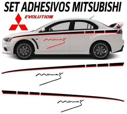 Sticker Adhesivo  Laterales + Logo Mine´s Mitsubishi Lancer