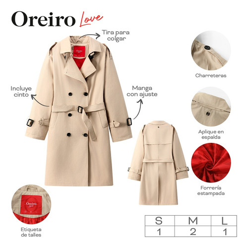 Trench Largo Tapado Forrado Eco Cuero Mujer Love Oreiro