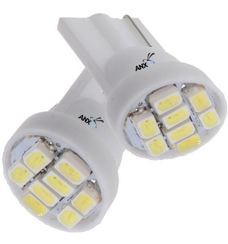 Kit 2 Lampada T10 8 Led W5w Branco Pingo Luz Farolete 12v