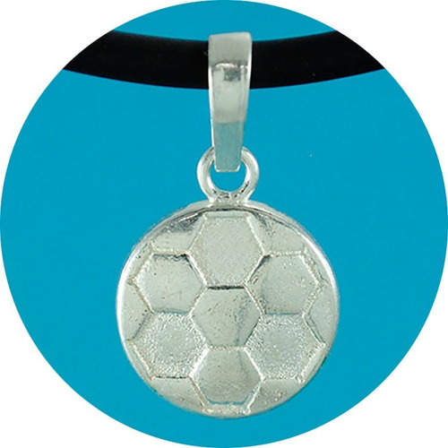 Dije Balón Futbol Copadelmundo Plata Ley .925 Collar Caucho