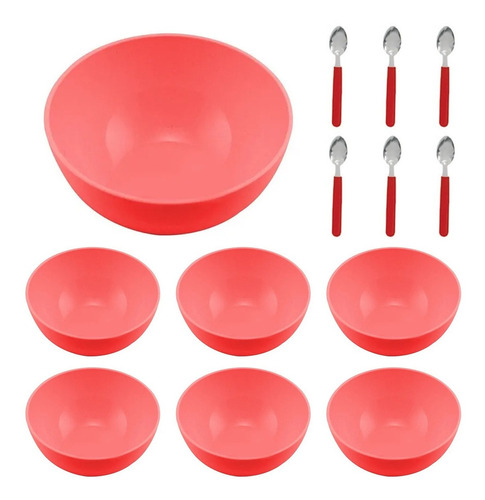 Juego Bowls 13 Piezas De Plastico Cucharas Carol Postre