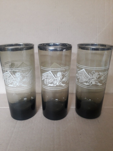 03 Vasos Con Diseño De La Cultura  Mochica Con Filo De Plata