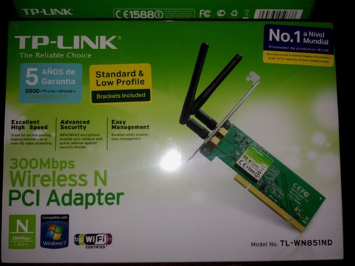 Imagen 1 de 4 de Tarjeta De Red Wifi Wn-851nd Pci 300mbps 2 Antena Tp-link
