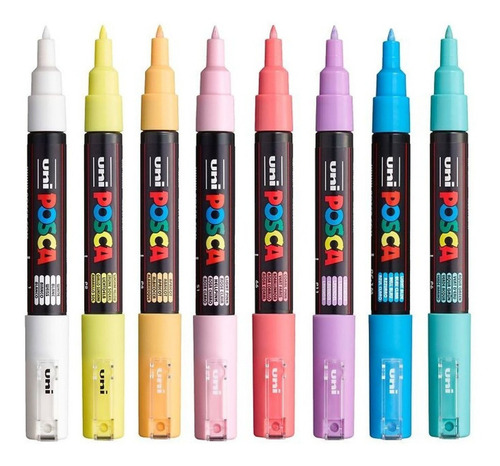 Imagen 2 de 2 de Set De Marcadores Uni Posca Soft Pc-1m Pintura Acrilica X8 U