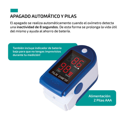 Imagen 6 de 9 de Oxímetro de pulso para dedo Femmto 50DL azul/blanco