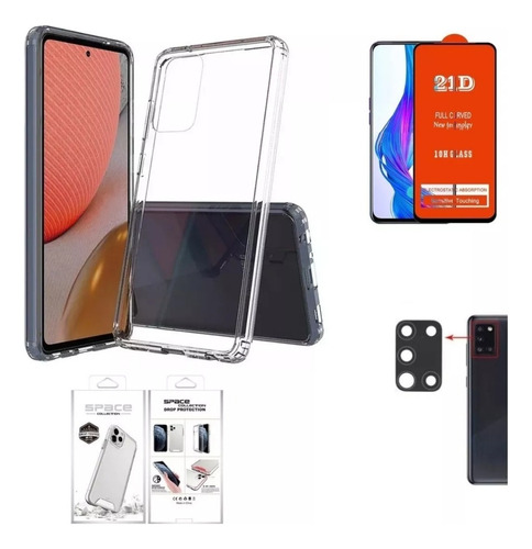 Case Transparente Para Samsung A31 + Mica Pantalla Y Cámara